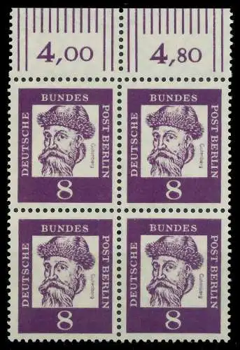 BERLIN DS BED. DEUT. Nr 201 postfrisch VIERERBLOCK ORA 8F93DA