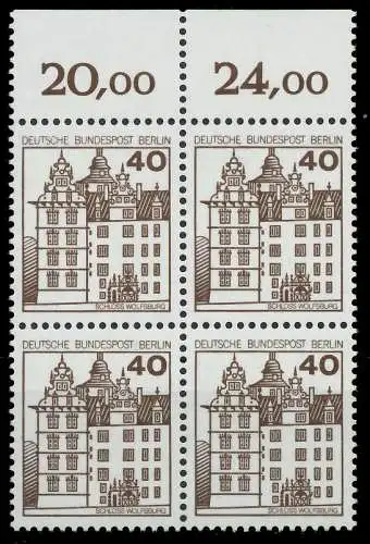 BERLIN DS BURGEN U. SCHLÖSSER Nr 614 postfrisch VIERERB 8F974E