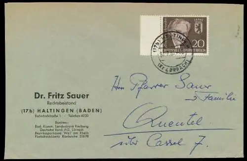BERLIN 1961 Nr 198 BRIEF EF 906942