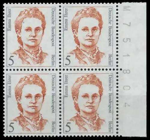 BERLIN DS FRAUEN Nr 833 postfrisch VIERERBLOCK SRA 906CBE