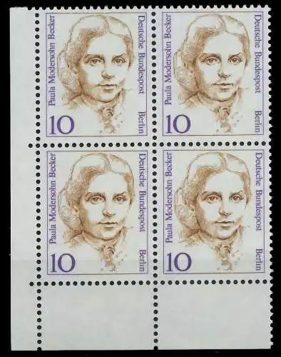 BERLIN DS FRAUEN Nr 811 postfrisch VIERERBLOCK ECKE-ULI 90EF6A