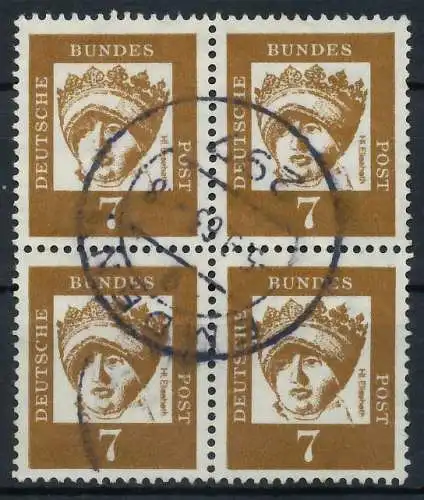 BRD DS BED. DEUTSCHE Nr 348y zentrisch gestempelt VIERERBLOC 914D32