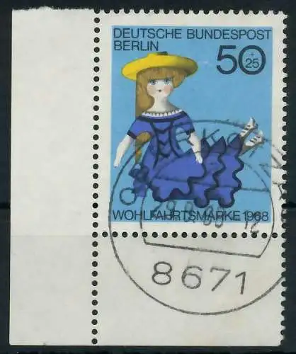 BERLIN 1968 Nr 325 zentrisch gestempelt ECKE-ULI 91D9A2