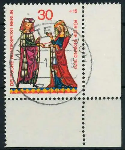BERLIN 1970 Nr 356 zentrisch gestempelt ECKE-URE 9205B2