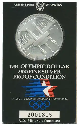 1984 OLYMPIC DOLLAR 900 FINE SILVER PROOF 9206E6