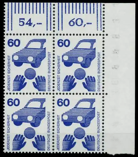 BRD DS UNFALLVERHÜTUNG Nr 701A postfrisch VIERERBLOCK E 926C7E