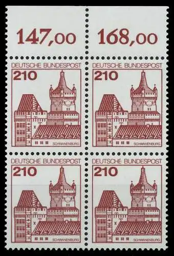 BRD DS BURGEN U. SCHLÖSSER Nr 998 postfrisch VIERERBLOC 92BB6E