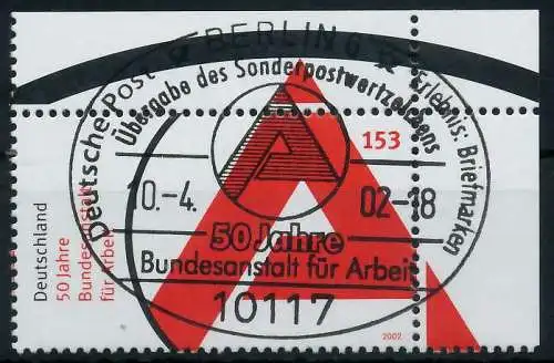 BRD 2002 Nr 2249 zentrisch gestempelt ECKE-ORE 936486
