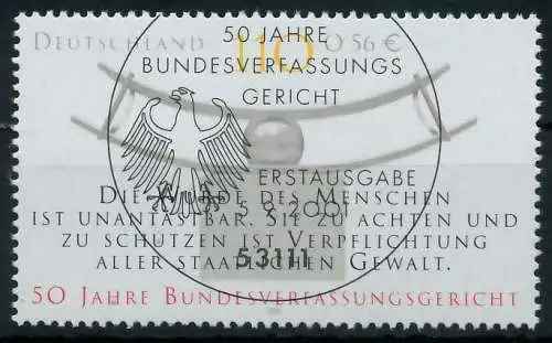 BRD 2001 Nr 2214 ESST zentrisch gestempelt 9365AA