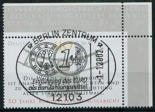 BRD 2001 Nr 2214 zentrisch gestempelt ECKE-ORE 9365C2