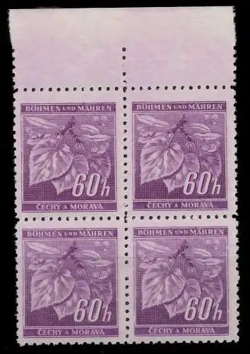 BÖHMEN MÄHREN 1941 Nr 65a postfrisch VIERERBLOCK ORA 82876A