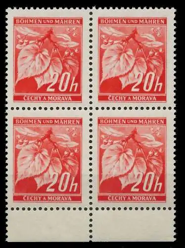 BÖHMEN MÄHREN 1939-1940 Nr 22 postfrisch VIERERBLOCK UR 8287EE