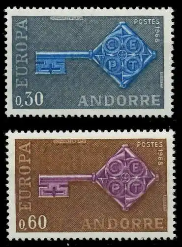 ANDORRA (FRANZ. POST) 1968 Nr 208-209 postfrisch 9D160A