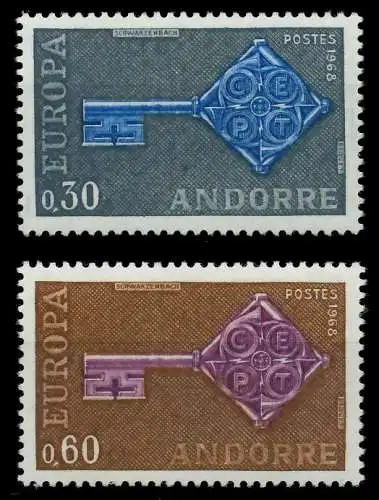 ANDORRA (FRANZ. POST) 1968 Nr 208-209 postfrisch 9D161A