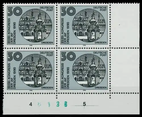 DDR 1990 Nr 3360 postfrisch VIERERBLOCK ECKE-URE 02088A