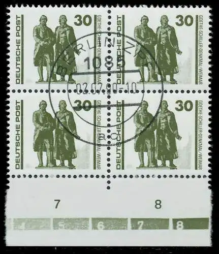 DDR DS BAUWERKE DENKMÄLER Nr 3345 gestempelt VIERERBLOCK 026292