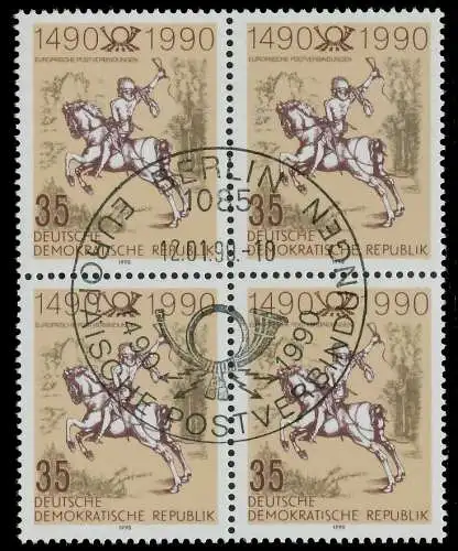 DDR 1990 Nr 3299 ESST zentrisch gestempelt VIERERBLOCK 02CA12