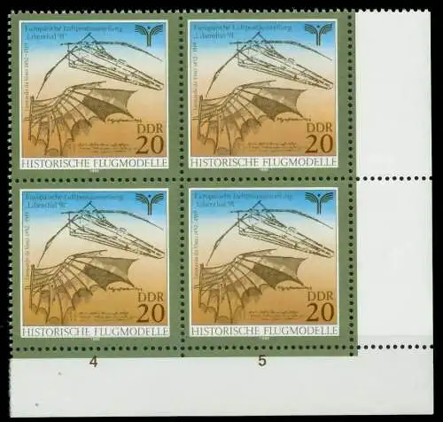 DDR 1990 Nr 3311 postfrisch VIERERBLOCK ECKE-URE 034E8E