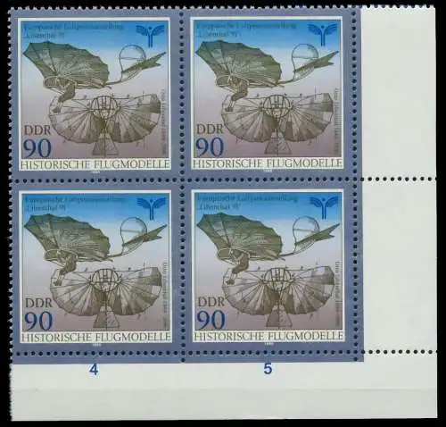 DDR 1990 Nr 3314 postfrisch VIERERBLOCK ECKE-URE 034F6E