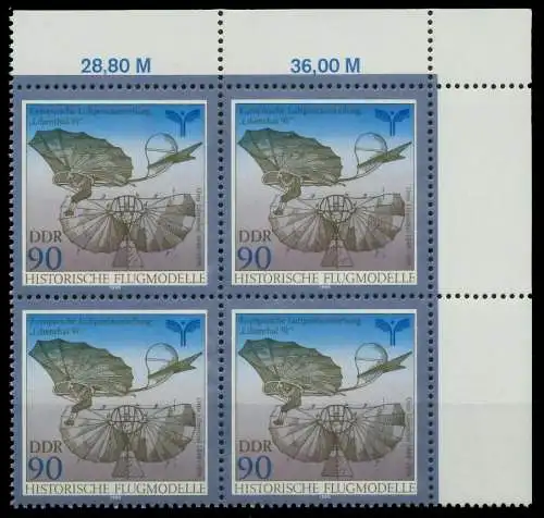 DDR 1990 Nr 3314 postfrisch VIERERBLOCK ECKE-ORE 034F76