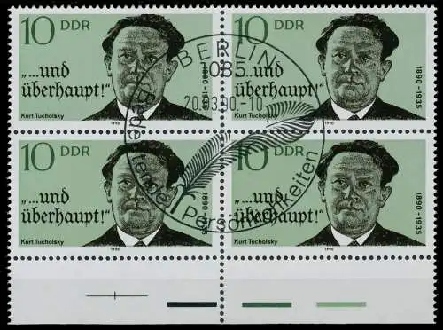 DDR 1990 Nr 3321 ESST zentrisch gestempelt VIERERBLOCK URA 04B50E