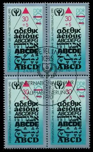 DDR 1990 Nr 3353II + 3353 ESST zentrisch gestempelt VIERERBL 050F4A