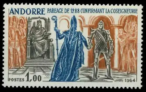 ANDORRA (FRANZ. POST) 1964 Nr 184 postfrisch 08460E