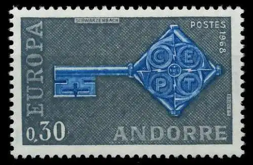 ANDORRA (FRANZ. POST) 1968 Nr 208 postfrisch SB0EF3A