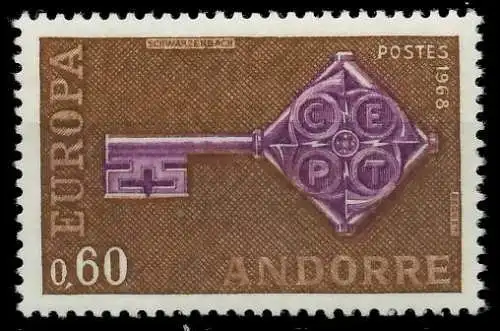 ANDORRA (FRANZ. POST) 1968 Nr 209 postfrisch SB0EF42
