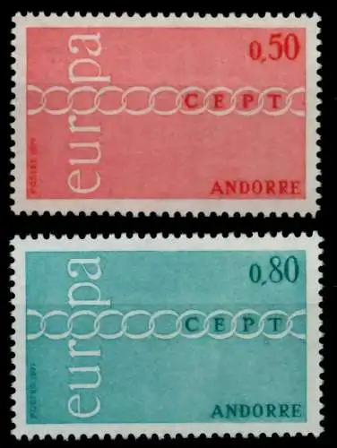 ANDORRA (FRANZ. POST) 1971 Nr 232-233 postfrisch SB147C6