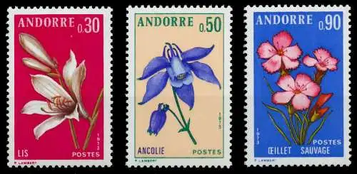 ANDORRA (FRANZ. POST) 1973 Nr 250-252 postfrisch 08917E