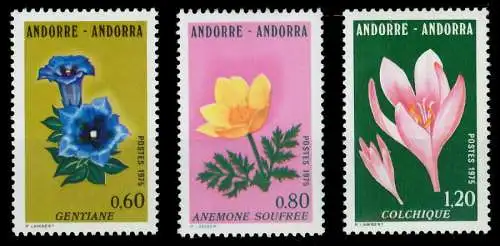ANDORRA (FRANZ. POST) 1975 Nr 266-268 postfrisch SB14A3A
