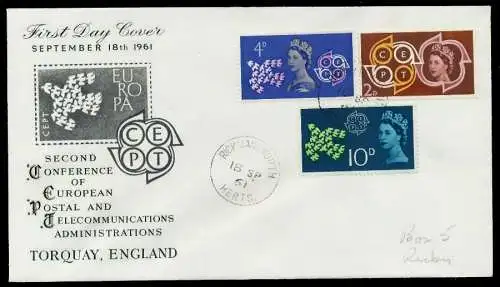 GROSSBRITANNIEN 1961 Nr 346-348 BRIEF FDC 089512