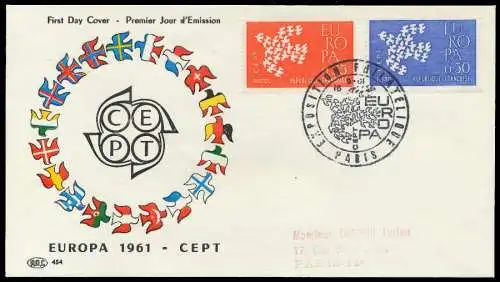 FRANKREICH 1961 Nr 1363-1364 BRIEF FDC 08952A