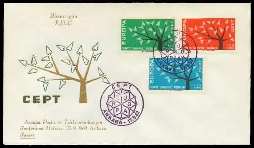 TÜRKEI 1962 Nr 1843-1845 BRIEF FDC 089536