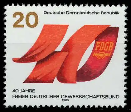 DDR 1985 Nr 2951 postfrisch SB2C07E