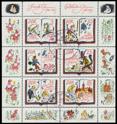 DDR BLOCK KLEINBOGEN Nr 2987-2992 gestempelt KLEINBG 09B3CE