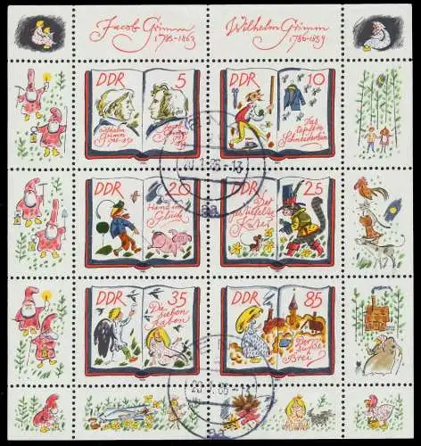 DDR BLOCK KLEINBOGEN Nr 2987-2992 gestempelt KLEINBG 09B41A