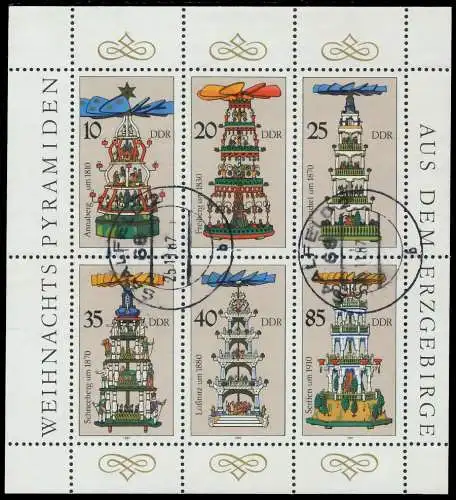 DDR BLOCK KLEINBOGEN Nr 3134-3139 zentrisch gestempelt KLEIN 0B4F16