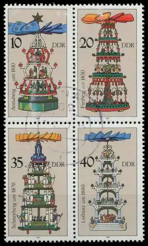 DDR ZUSAMMENDRUCK Nr 3134VB zentrisch gestempelt VIERERBLOCK 0B4F7A