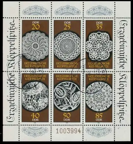 DDR BLOCK KLEINBOGEN Nr 3215-3220 zentrisch gestempelt KLEIN 0B4F9A