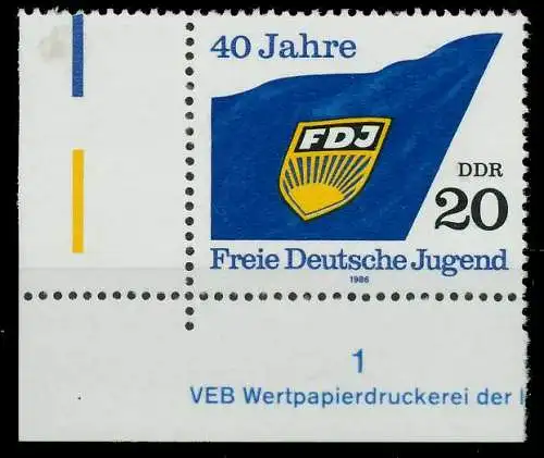 DDR 1986 Nr 3002 postfrisch ECKE-ULI SB6225A