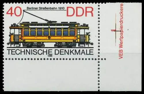 DDR 1986 Nr 3017 postfrisch ECKE-URE 0D26BA