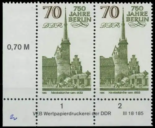 DDR 1986 Nr 3026 postfrisch WAAGR PAAR ECKE-ULI 0D26EE