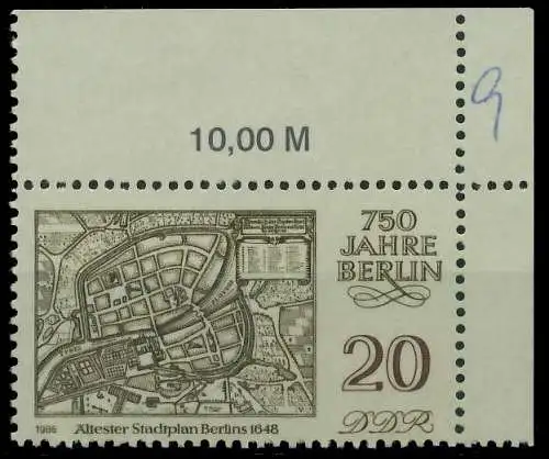 DDR 1986 Nr 3024 postfrisch ECKE-ORE 0D271E