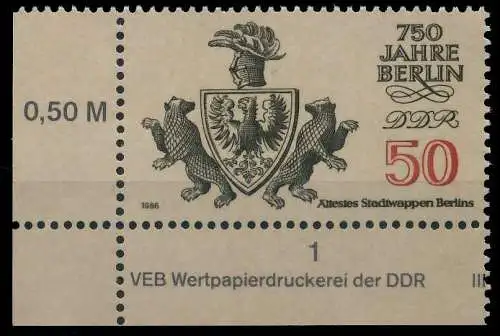 DDR 1986 Nr 3025 postfrisch ECKE-ULI 0D2756