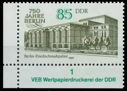 DDR 1987 Nr 3074 postfrisch ECKE-ULI 0D2B16