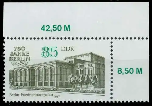 DDR 1987 Nr 3074 postfrisch ECKE-ORE 0D2B1A
