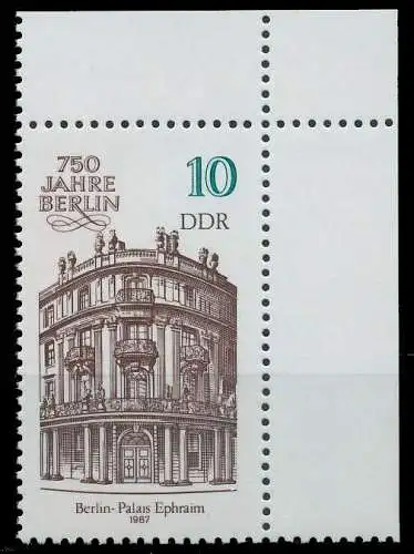 DDR 1987 Nr 3075 postfrisch ECKE-ORE 0D2B92