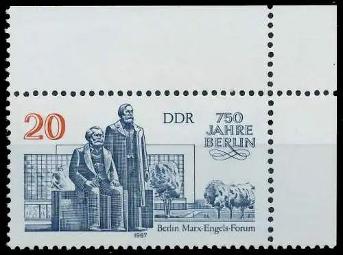 DDR 1987 Nr 3077 postfrisch ECKE-ORE SB691BA